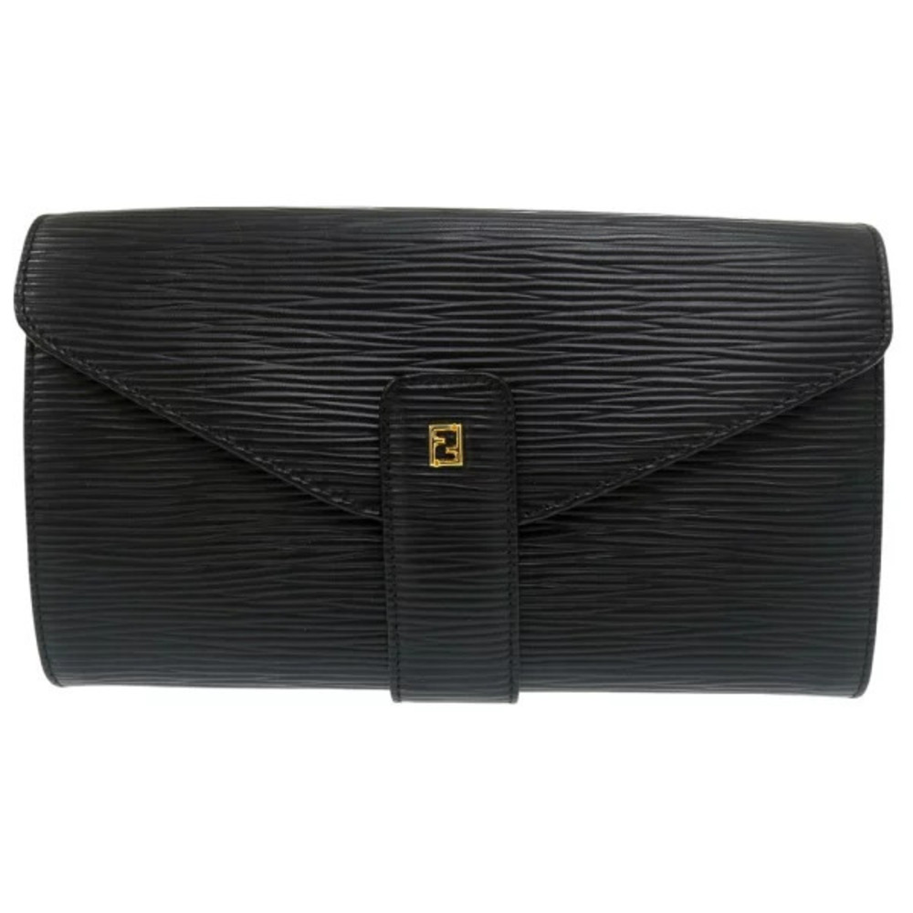 Fendi long wallet clutch envelope flap vertical leather strap